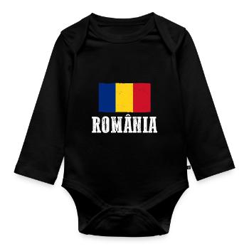 Romanians Romania - Organic Longsleeve Baby Bodysuit - black - Front