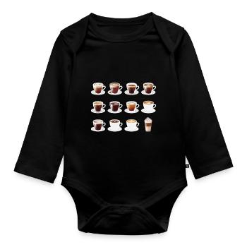 Die leckere Welt des Kaffee - Kaffee - Baby Bio-Langarm-Body - Schwarz - Vorne