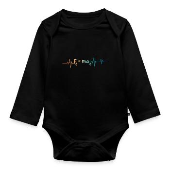 Heartbeat Retro Mathe Formel - Baby Bio-Langarm-Body - Schwarz - Vorne