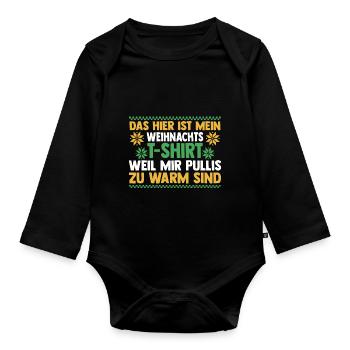 Weihnachtsmann Weihnachten Hässliche Weihnachten - Baby Bio-Langarm-Body - Schwarz - Vorne