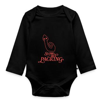 Slow but Packing - Baby Bio-Langarm-Body - Schwarz - Vorne
