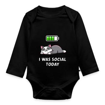 Recharge Mode: I Was Social Today - Organic Longsleeve Baby Bodysuit - black - Front