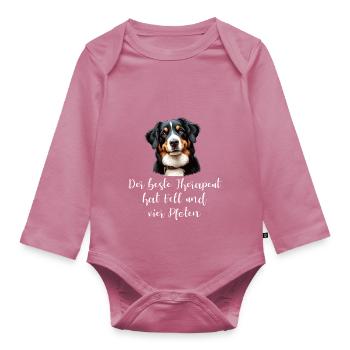 The best therapist has fur and four paws - Organic Longsleeve Baby Bodysuit - mauve - Front