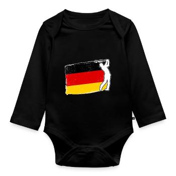 Golfspieler Deutschland Flagge Golf - Baby Bio-Langarm-Body - Schwarz - Vorne