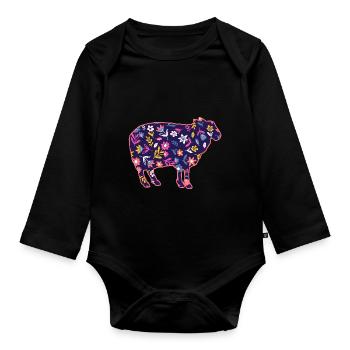 Shepherd Sheep - Organic Longsleeve Baby Bodysuit - black - Front