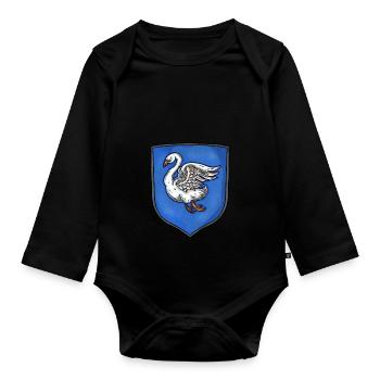 Armoiries cygne d’argent - Body Bébé bio manches longues - noir - Devant