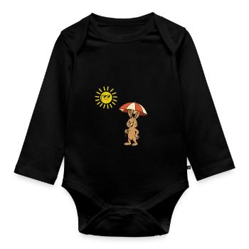 Bunny Sun - Organic Longsleeve Baby Bodysuit - black - Front