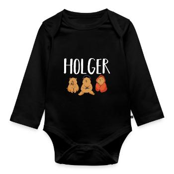 Gamer Zocker Zocken Gaming Holger - Body Bébé bio manches longues - noir - Devant