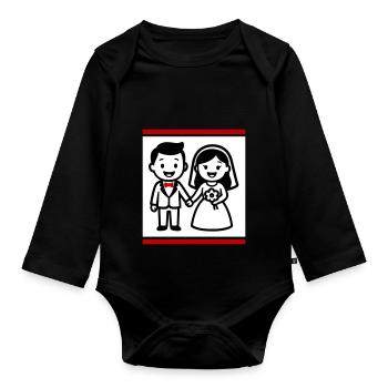 Ehepaar Hochzeit - Baby Bio-Langarm-Body - Schwarz - Vorne