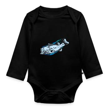 Fish Fishing - Organic Longsleeve Baby Bodysuit - black - Front