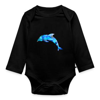 Blauer Delphin - Baby Bio-Langarm-Body - Schwarz - Vorne