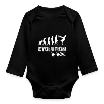 Breakdance Evolution B-Boy Breakdancer Geschenk - Baby Bio-Langarm-Body - Schwarz - Vorne