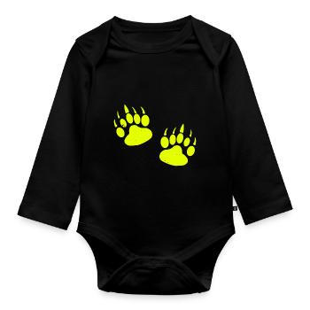 Pattes empreinte de patte prédateur pattes patte pieds - Body Bébé bio manches longues - noir - Devant