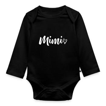 Mimi - gift grandma grandmother birthday - Organic Longsleeve Baby Bodysuit - black - Front
