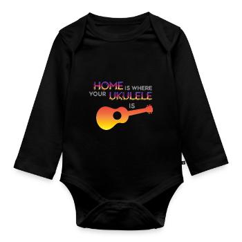 Ukelele Spieler Uku Vibes Musiker Tropisches Instr - Baby Bio-Langarm-Body - Schwarz - Vorne