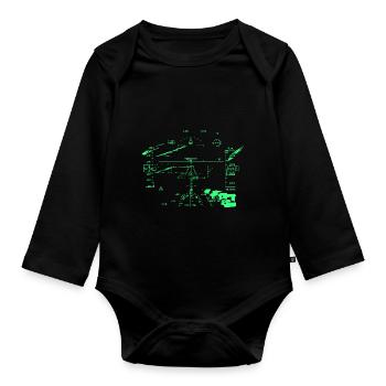 Aviation Hud Geschenk für einen Flugzeugpiloten - Baby Bio-Langarm-Body - Schwarz - Vorne
