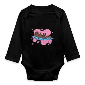 Otter Lover Gift Giant Otter Animal Otter - Organic Longsleeve Baby Bodysuit - black - Front