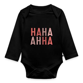 Hahahaha drôle blague drôle rire meme joke lol - Body Bébé bio manches longues - noir - Devant