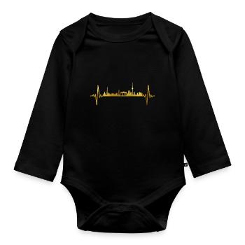 Berlin Skyline Heartbeat - Organic Longsleeve Baby Bodysuit - black - Front
