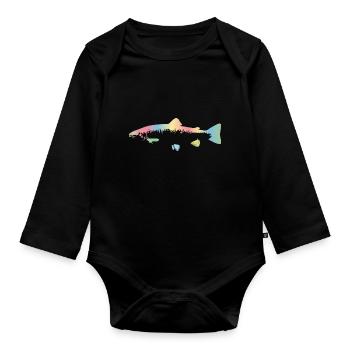 Rainbow trout - Organic Longsleeve Baby Bodysuit - black - Front