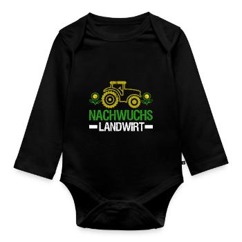 Nachwuchs Landwirt Bauernhof Traktor Kindermotiv - Baby Bio-Langarm-Body - Schwarz - Vorne