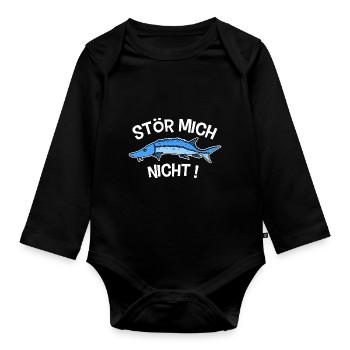 Stör mich nicht Shirt - Cooles Störe Fisch Shirt - Baby Bio-Langarm-Body - Schwarz - Vorne