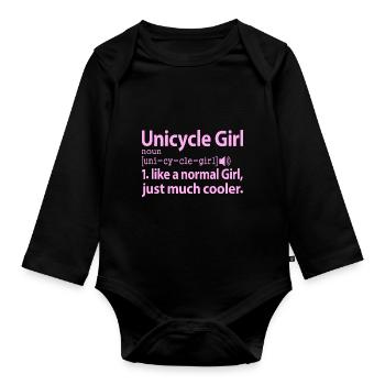 Unicycle Girl Circus Acrobat Clown Funny Definitio - Organic Longsleeve Baby Bodysuit - black - Front