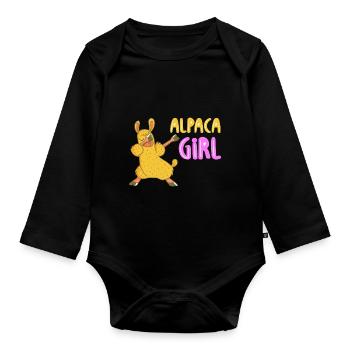 Alpaca Mädchen - Baby Bio-Langarm-Body - Schwarz - Vorne