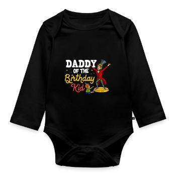 Circus Birthday Party Papa Theme Ringmaster - Organic Longsleeve Baby Bodysuit - black - Front