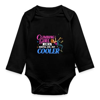 Felsklettern Klettern Indoor Bouldern Mädchen Wand - Baby Bio-Langarm-Body - Schwarz - Vorne
