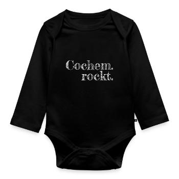 Cochem rockt - Textdesign mit Stadtnamen - Baby Bio-Langarm-Body - Schwarz - Vorne