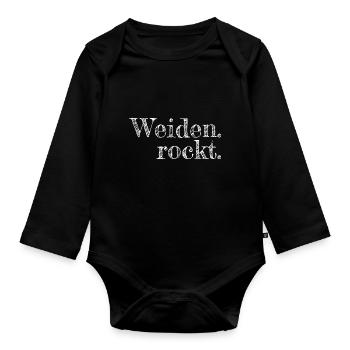 Weiden rockt - Textdesign mit Stadtnamen - Baby Bio-Langarm-Body - Schwarz - Vorne