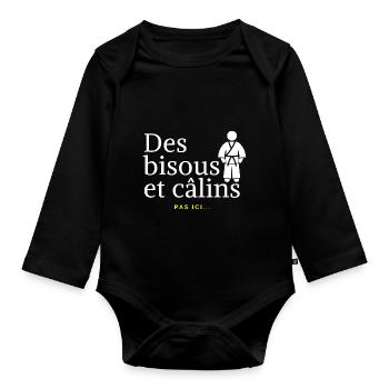 Pas de câlins - idee cadeau judo - Body Bébé bio manches longues - noir - Devant