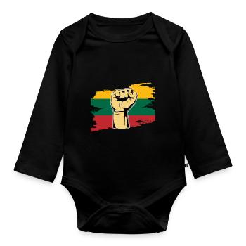 Faust Litauer Litauen - Baby Bio-Langarm-Body - Schwarz - Vorne
