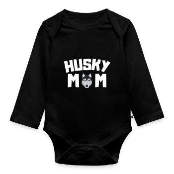 Husky Mama Dogs Pet Mother's Day Gift Husky - Organic Longsleeve Baby Bodysuit - black - Front