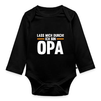 Großvater Großpapa Opi Opa - Baby Bio-Langarm-Body - Schwarz - Vorne