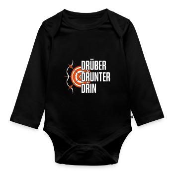 Bogensport Bogenschießen Drüber Drunter Drin - Baby Bio-Langarm-Body - Schwarz - Vorne