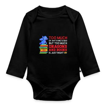 Drache Drache und Buch Drachenliebhaber Geschenk - Baby Bio-Langarm-Body - Schwarz - Vorne