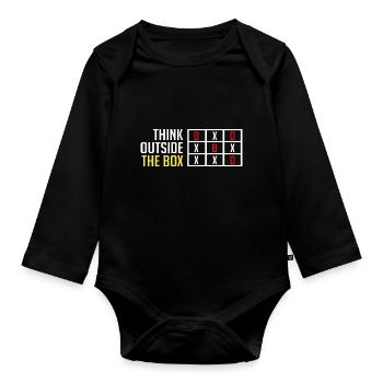Thinking outside the Box - Organic Longsleeve Baby Bodysuit - black - Front