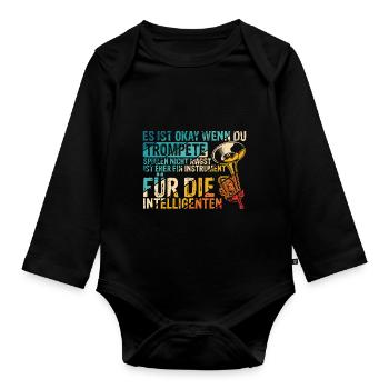 Trompete für Intelligente Spruch Geschenk Trompete - Baby Bio-Langarm-Body - Schwarz - Vorne