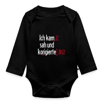 Ich Kam Sah Und Korrigierte! Deutsch Grammatik Leh - Baby Bio-Langarm-Body - Schwarz - Vorne