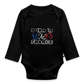 1956 - Organic Longsleeve Baby Bodysuit - black - Front