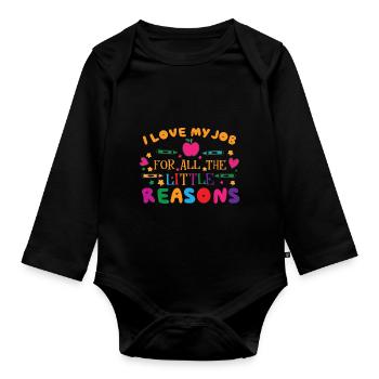 Cute Kindergarten Teacher School Teaching Teacher - Organic Longsleeve Baby Bodysuit - black - Front