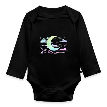 Kawaii Mondsichel Witchy Pastell Goth Mond - Baby Bio-Langarm-Body - Schwarz - Vorne