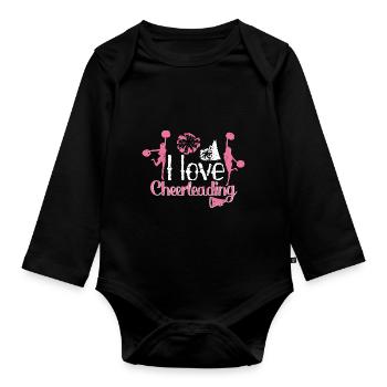 Cheerleaderin Cheerleader I love Cheerleading - Baby Bio-Langarm-Body - Schwarz - Vorne
