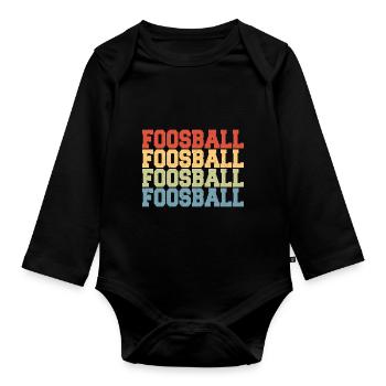Retro Foosball Table Soccer Player Vintage - Organic Longsleeve Baby Bodysuit - black - Front