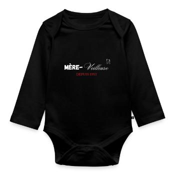 Mère veilleuse depuis 1993 - Body Bébé bio manches longues - noir - Devant
