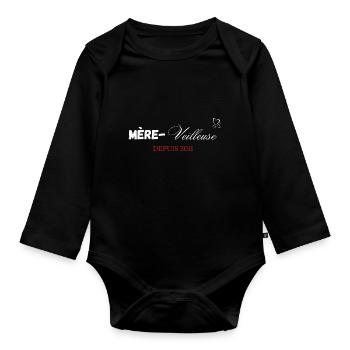 Mère veilleuse depuis 2011 - Body Bébé bio manches longues - noir - Devant