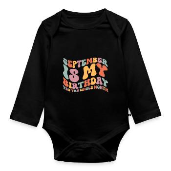September Geburtstag - Baby Bio-Langarm-Body - Schwarz - Vorne