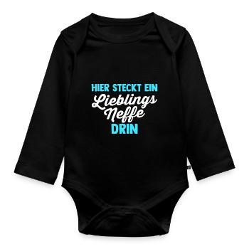 Neffe - Baby Bio-Langarm-Body - Schwarz - Vorne